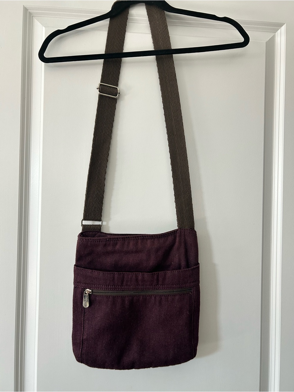 Thirty-one Deep Plum Crossbody Bag with Brown Strap